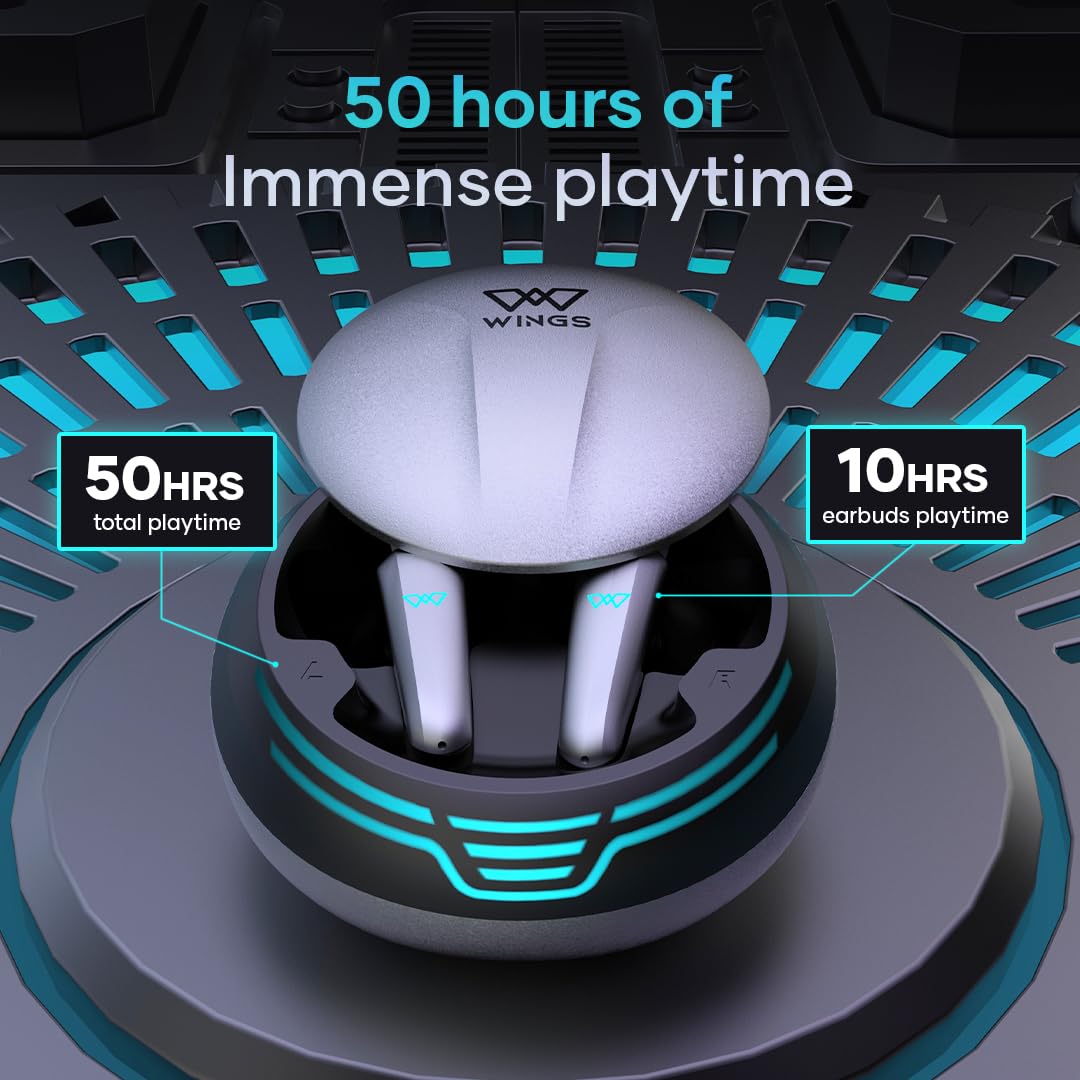 Wings Phantom 450 Made In India Wireless Earbuds With Digital Battery Display, Smart Enc, 13Mm Drivers, 10Hrs Total Playtime, Touch Controls - In Ear, Grey - Image 4